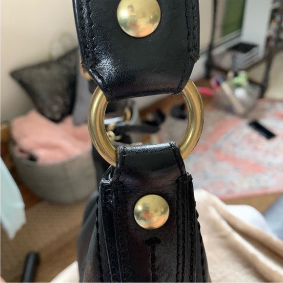 COACH Black Sufflette Leather Saddle Hobo Bag Shoulder Purse Handbag.. NWOT.. - Picture 7 of 10